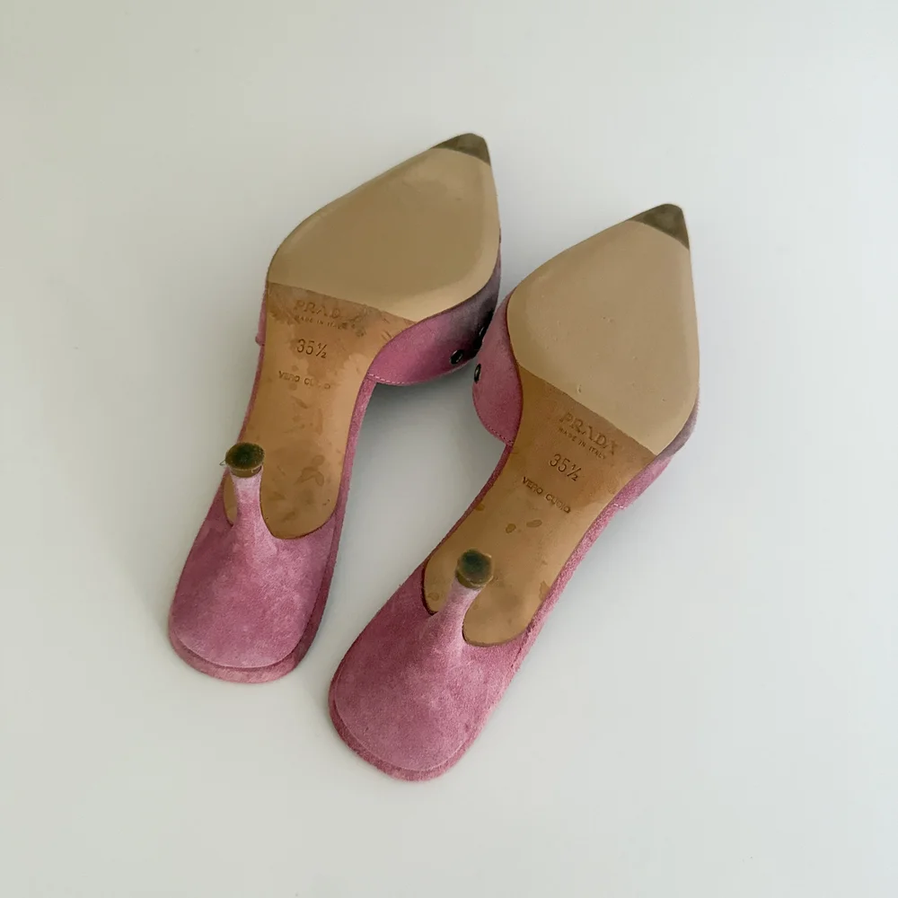 PRADA ピンク リボン付きミュール PRADA ピンク リボン付きミュール PRADA ピンク リボン付きミュール